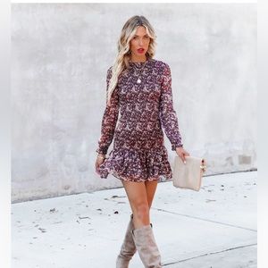 Vici Collection Catch The Wind Floral Smocked Chiffon Dress Size M